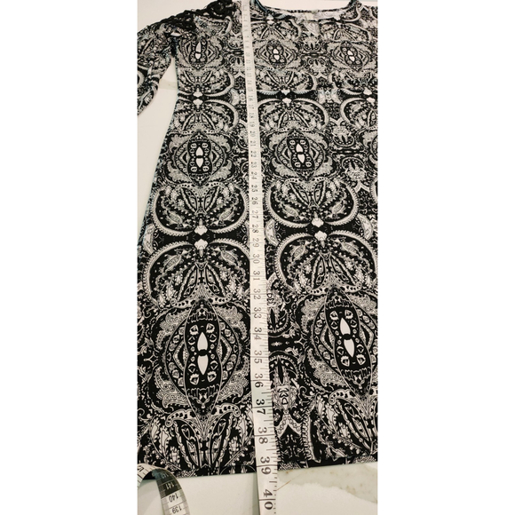 Tacera Black & White Print 3/4 Sleeve Embroidered Career Shift Dress Women's 2X - Picture 12 of 14